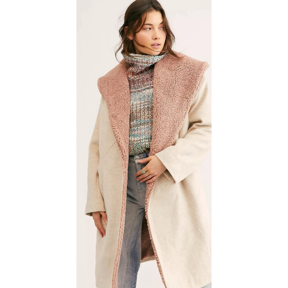 NWOT Free People Coco Cozy Coat $298 Size Small Oversized Sherpa Collar Sold Out